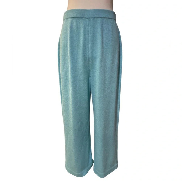 Vintage St.John Collection Santana Knit Wide Leg Pants in Sea Breeze